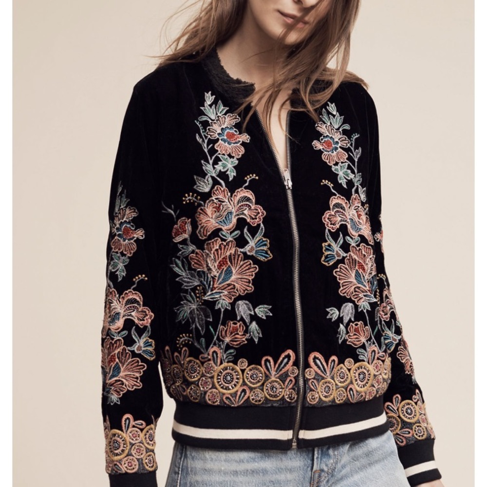 Anthropologie Velvet Bomber size S